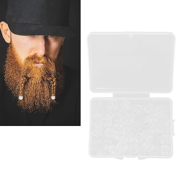 70 st Beard Beads Exklusiva DIY Hår Rör Dreadlocks Pärlor Hårflätor Dekoration Smycken Tillbehör Transparent