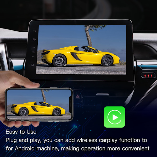 Trådløs CarPlay AI-boks Skjermprojeksjon Bluetooth 5.0 Plug and Play for Linux Håndfri Samtale