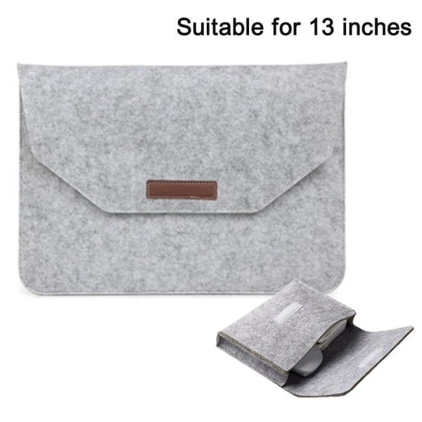 Laptop-sleeve kompatibel med 13 tommers / 15 tommers MacBook Pro, MacBook Air, HP Dell Lenovo Notebook, filt laptop-veske med ekstra oppbevaringspose