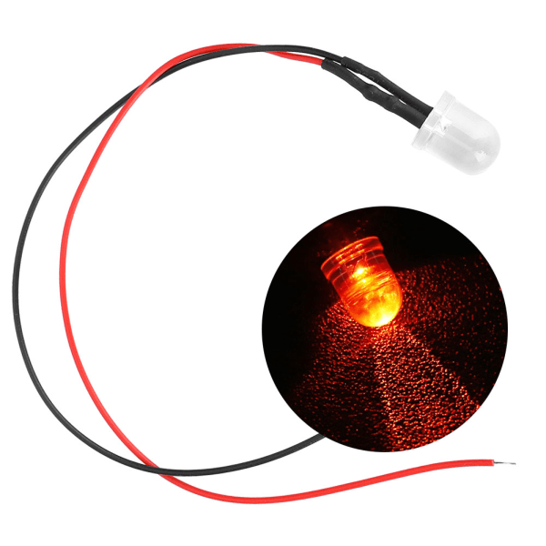 50 st 12V LED förtrådade lysdioder 10 mm runt huvudljuspärla DIY-delar orange belysning
