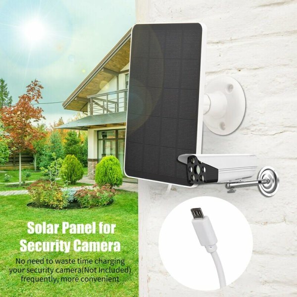 4W 5V solcellepanel til sikkerhedskamera solenergi oplader med 10ft kabel DIY vandtæt justerbar udendørs vægmonteret solcellepanel (sort)