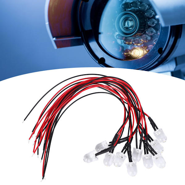 50 stk. 12V LED formonteret lysdiode 10 mm rund hovedlyspære DIY varm hvid-belysning