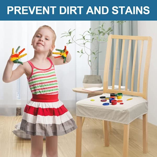 4 stk vanntette stoltrekk, elastiske vaskbare stoltrekk, beige beige