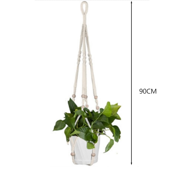 Chic Macrame Växtupphängare, Tjock Bomull för Stabilitet I En Stilren Och Unik Design, Perfekt För Boho Utomhus Heminredning (1ST, 35 tum)