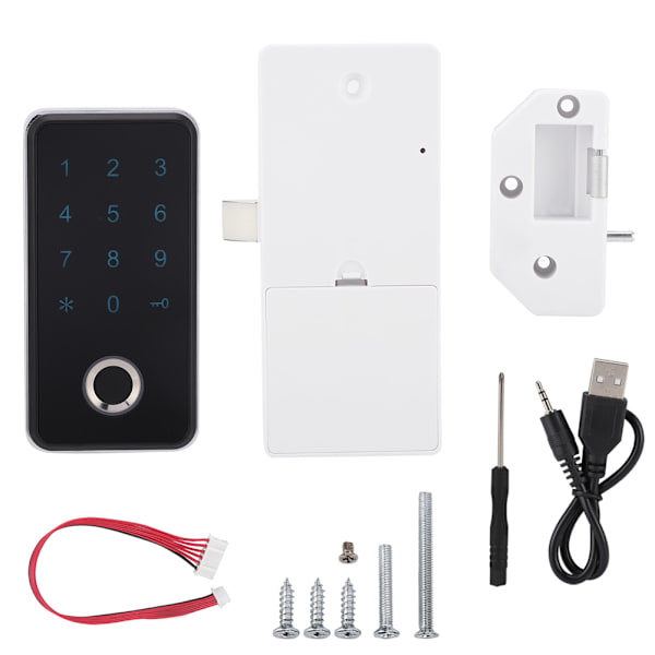 Digitalt Fingeravtryckslås med Lösenordskombination Elektroniskt Smart Lås Skåp Låda Lås (Svart+Vit)