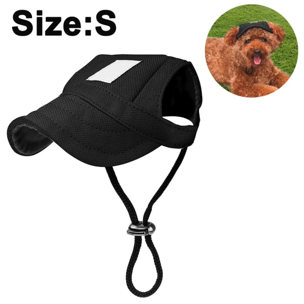 Hundehat, kæledyrs baseball cap/hunde sportshat/skyggekasket med ørehuller og hagerem til hunde og katte