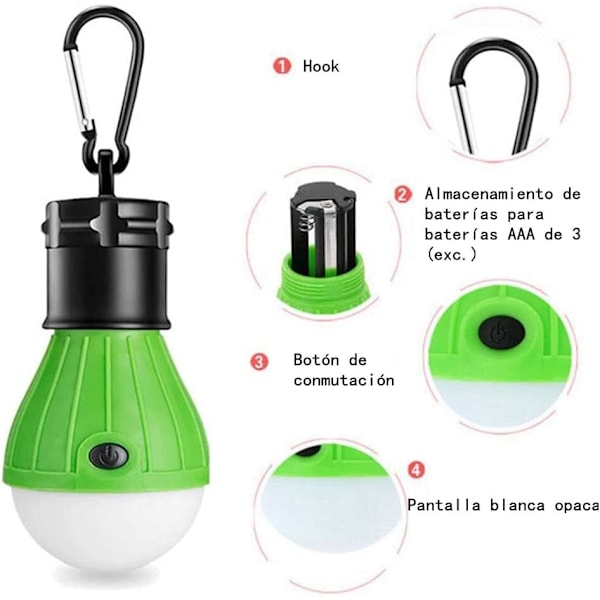 Portabel LED-lykta för utomhusbruk, batteridriven tältlampa med kreativ krokdesign och hållbar vattentät konstruktion, för vandring