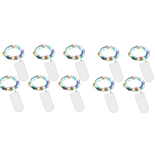 LED-ljusslinga batteri, 10 stycken 2M 20LED mikro batteridriven koppartråd ljusslinga flerfärgade julbelysning för rum,