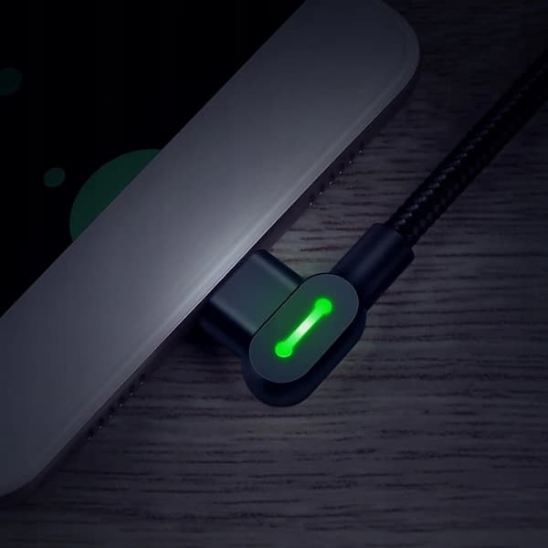KULMAKAAPELI 90° KAKSOISPUOLINEN LIGHTNING IPHONE 11 12 13 14 LED 2M