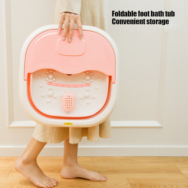 Fod Spa Massager med Konstant Temperatur, Rødt Lys Terapi, Foldbar Fodbad Tønde, Pink, EU Stik, 220V
