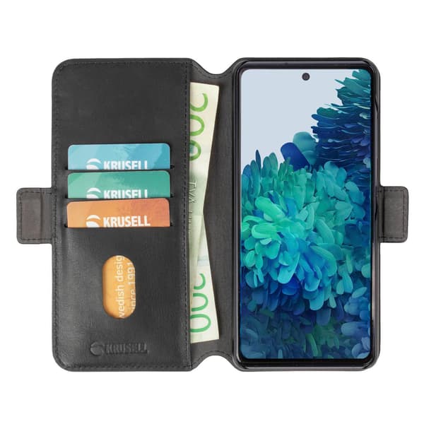 Premium Samsung Galaxy S21 FE Læderpung - SVENSK DESIGN - ÆGTE LÆDER Sort