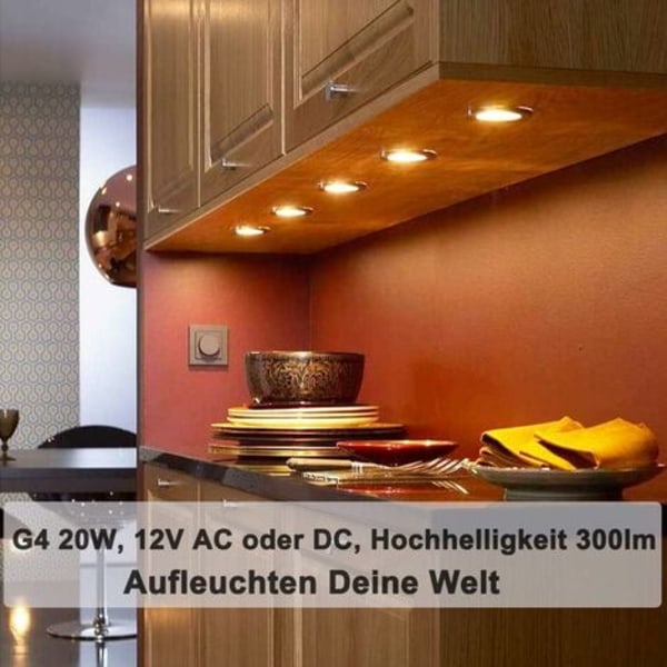 G4 Halogen 12v 20w, 5 stk. G4 12v 20w Varmt Hvidt Lys Pærer med 3000 Timers Lang Levetid, Høj Lysstyrke 300lm, G4 Bi-Pin Sockel, G4