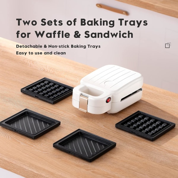 Mini rostad smörgåsmaskin Non-Stick och lätt att rengöra kokplattor (röd) White