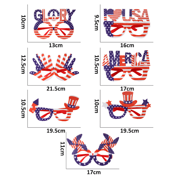 Tillbehör för fjärde juli, stilfulla patriotiska glasögon perfekta för självständighetsdagsfiranden, högkvalitativt material och unik design garanterar