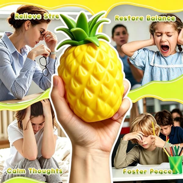 Kæmpe Ananas Squishy – 24 cm jumbo blød langsomt stigende stressbold til angstlindring