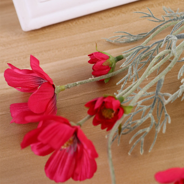 Kunstig Cosmos Bipinnata Blomster Simulation Blomsterbuket Til Hjemmedekoration (Rosenrød)