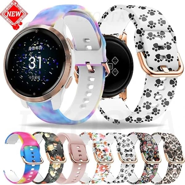 Urrem til Samsung Galaxy Watch 5/6, silikonerem, 20 mm interface (regnbue)