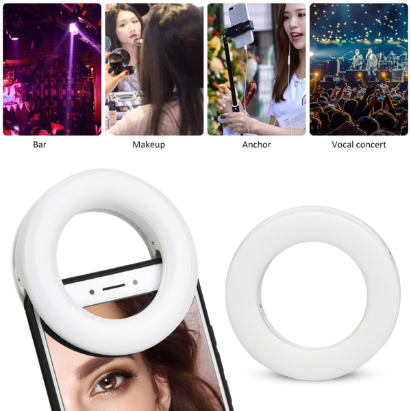 XJ-19 Bærbar Genopladelig 40 LED Kamera Selfie Ring Fyldlys 3200K-6500K til Mobiltelefon Makeup Live Koncert