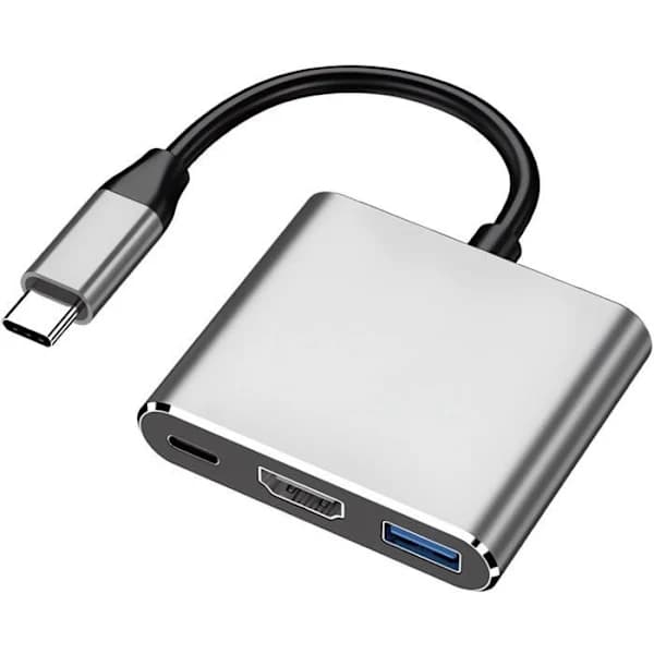 USB C til HDMI Multiportadapter, USB Type-C til 4K HDMI / USB 3.0 og PD Hurtigladeport, Digital AV-adapter
