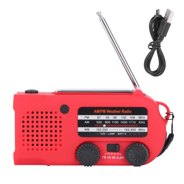 Multifunktion Handvev Radio ABS Solenergi SOS Larm Nödficklampa Power Bank