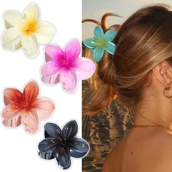Retro gradient blomsterhårklemmer, moderigtig blomstersød lilla