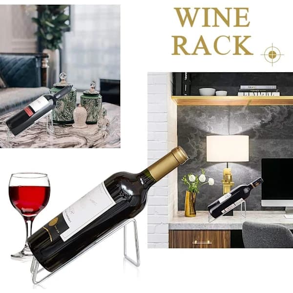 Vinstativ sæt med 6 - Enkelt vinstativ i rustfrit stål, stilfuld vinopbevaring, perfekt bakke