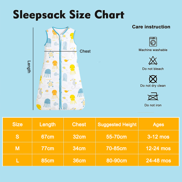 Baby Sommer Sovepose Justerbar 70-90Cm For Nyfødt 0-48 Måneder(S, Stil A) Baby Sovepose, All Season Sommer Baby Sovepose