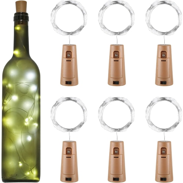 LED Bottle String Lights 2m 20LEDs Bottle Light, LED Bottle Cap Light Waterproof Flexible Silver Wire Decoration for Party, Wedding (Cool