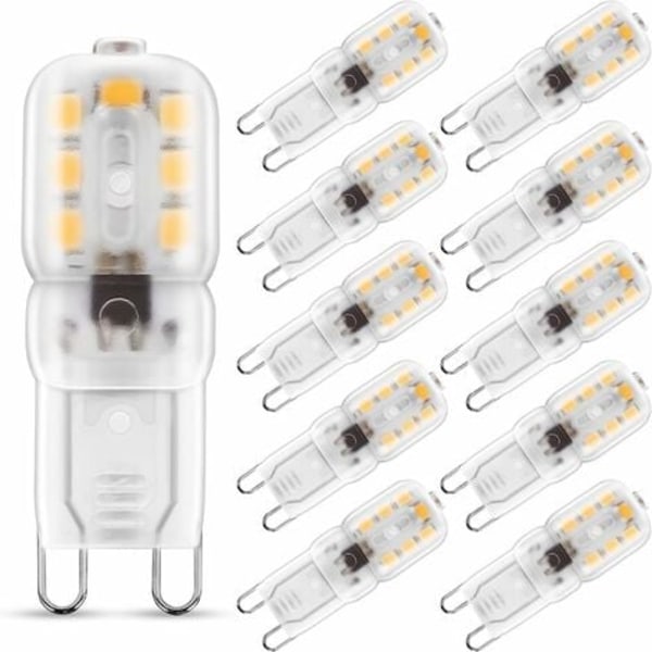 G9 LED-pære, 2W G9 varm hvid 3000K, LED-pære, 25W ækvivalent halogenpære, 230V AC 200lm, 360° brede stråler, G9-sokkel, 10-pak RUIOIU