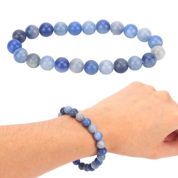 8MM Perle Armbånd Unisex Stress Relief Jadestone Stretch 23pcs Perler Healing Smykker til Yoga Meditasjon Blå