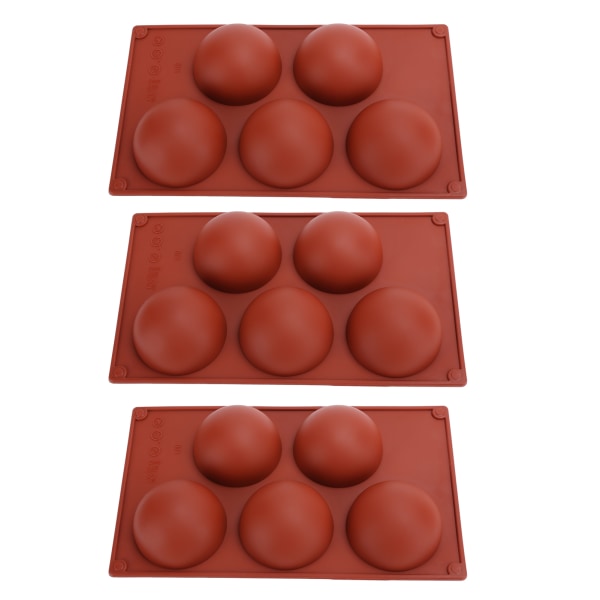 3PCS Semi Sphere Silikonform Stekeform for DIY Making Hot Chocolate Mousse Cake, 5 Hull