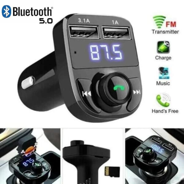 Trådløs Bluetooth bil FM-senderadapter Radio MP3-spiller 2 USB billader