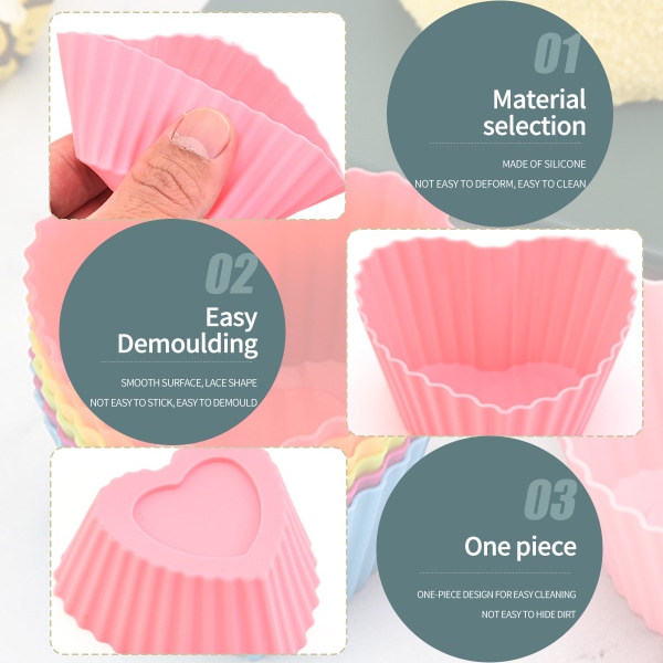 10 cupcakes i silikon Återanvändbara muffinsfodral, verktyg för köksbakning.