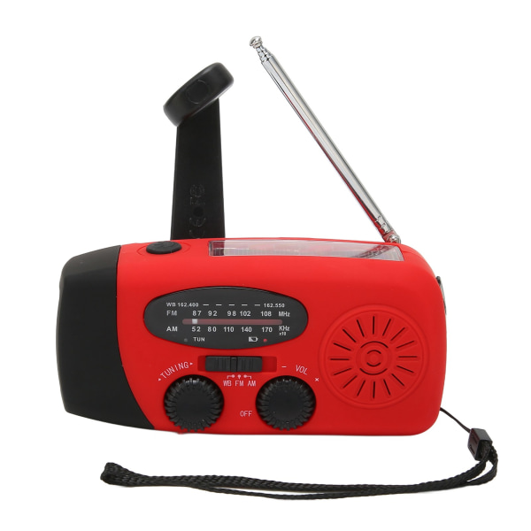 Håndsveivradio AM/FM NOAA 3 lademetoder 1200mAh Powerbank Nødradio med LED-lommelykt for fotturer
