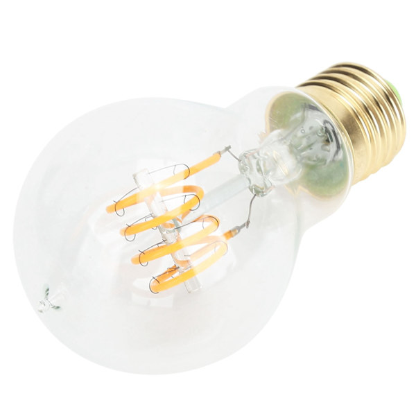 A60 Dimbar LED-glödlampa med antik glödtråd för retrodekoration i kaféer, 110 V, E27-sockel, 4 W, varmt ljus, transparent