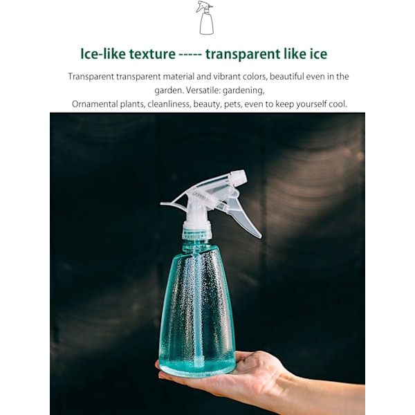 Ergonomiska 500ml sprayflaskor med hals, hållbart sprayhuvud i polypropen säkerställer pålitlig prestanda, idealisk för rengöring, trädgårdsarbete och resor