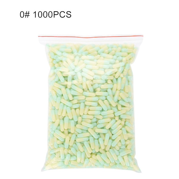 1000 tomme gelatin-kapsler for urter, næringstilskudd/mattilskudd Størrelse 0#