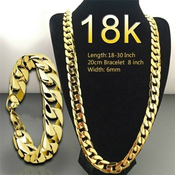 Mode män 18K guld halsband kubanska kedja halsband för män smycken