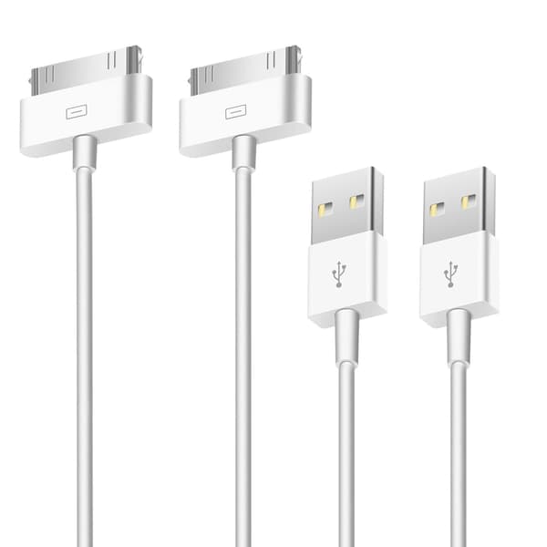 2X Opladningskabel til ældre iPhones og iPads 30-bens USB-kabel Hvid