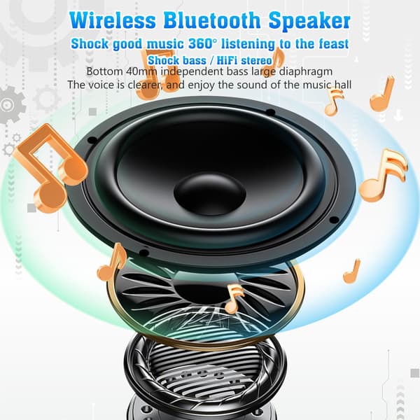 Langaton induktioääni Bluetooth-kaiutin, 5-in-1 matkapuhelinteline hätälatauksella ja valolla, Bluetooth-ääni