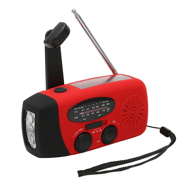 Håndsveivradio AM/FM NOAA 3 lademetoder 1200mAh Powerbank Nødradio med LED-lommelykt for fotturer