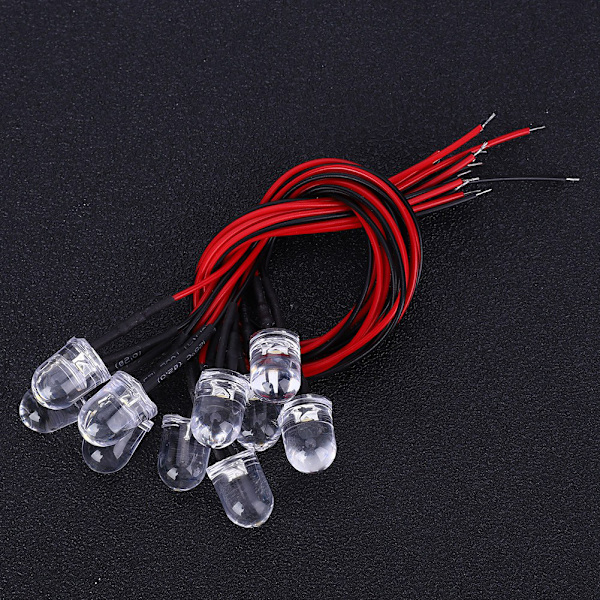 50 stk. 12V LED formonteret lysdiode 10 mm rund hovedlyspære DIY varm hvid-belysning