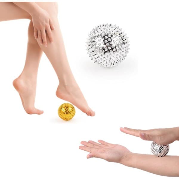 2-pack magnetiska akupressurbollar Igelkott Spikade 32 mm diameter Massager (silver) silver