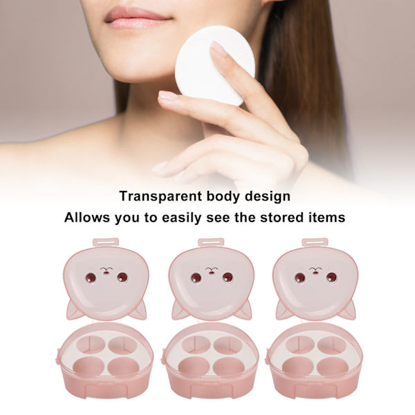 3 stk. 4-rums Makeup Svampeholder Katteformet Støvsikkert Transparent Skønhedssvampebeholder Holder
