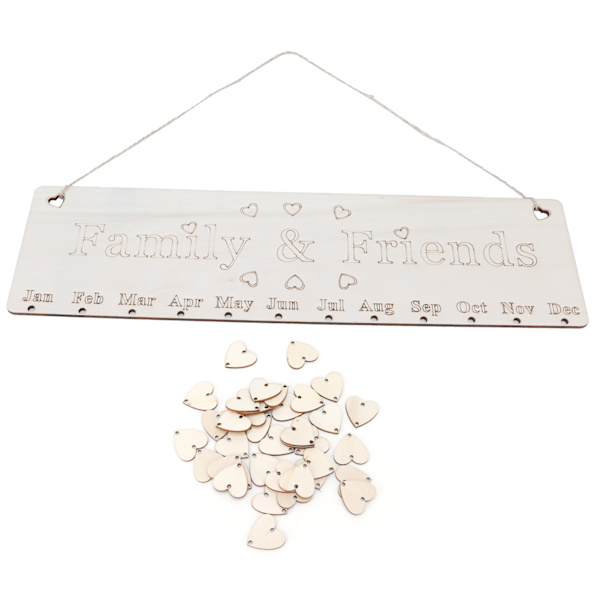 Trefjøl i tre for bursdagspåminnelse, DIY-tavle for bursdagspåminnelse, kalender, hjemmepynt, dekorasjon til hjemmet