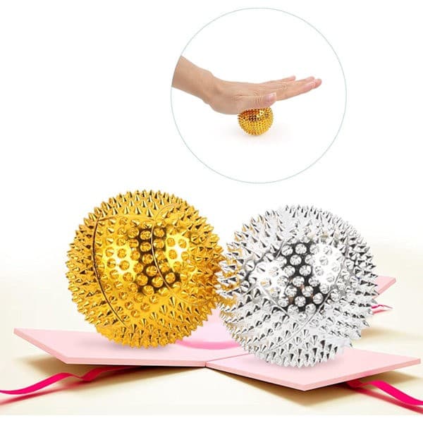 2-pack magnetiska akupressurbollar Igelkott Spikade 32 mm diameter Massager (silver) silver