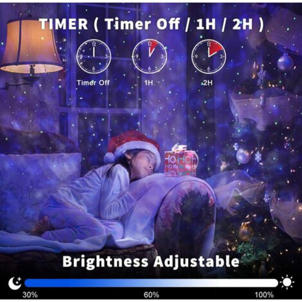 Stjerneprojektor, LED Galaxy Ocean Wave Projektor Natlys Projektor med Bluetooth Højttaler, Fjernbetjening Farveskiftende Stjernehimmel