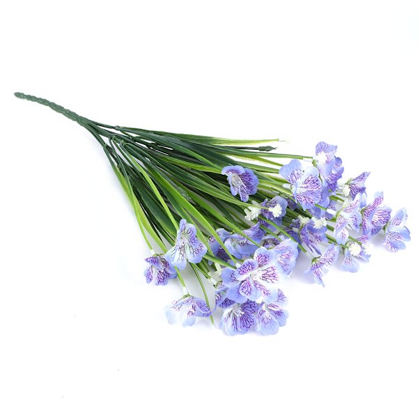 Kunstige blomsterbuket falske simulerede plastik orkideer blomster til udendørs haveindretning blå