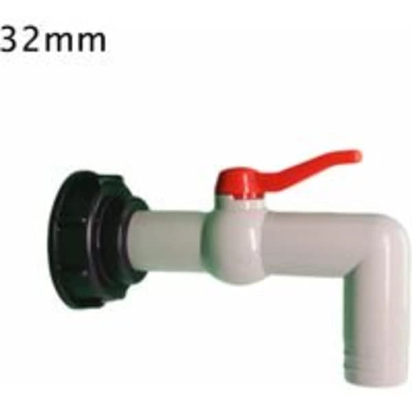 1000L Plastikhane-forbindelse, 60 mm groft gevind afløbstankadapter til badekaradapter havehane, 20/25/32 mm eksport (32 mm)