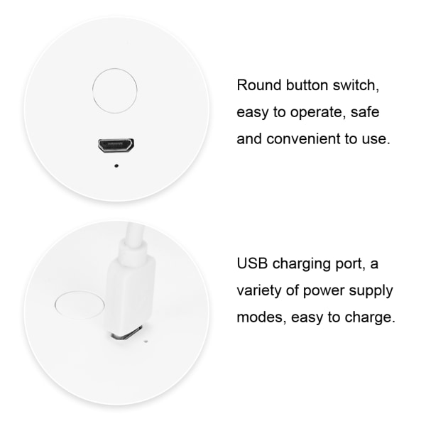 Mini bærbar USB oppladbar rund LED lys sminke speil kosmetisk verktøy (hvit)